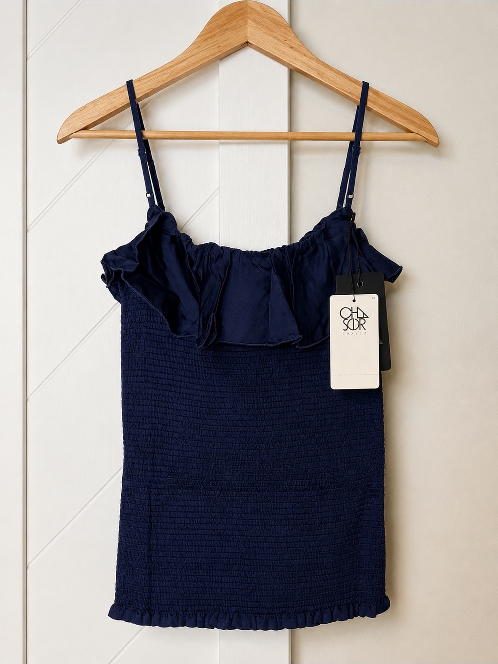 Chaser for REVOLVE Navy Smocked Ruffle Cami Tank Top Large NWT